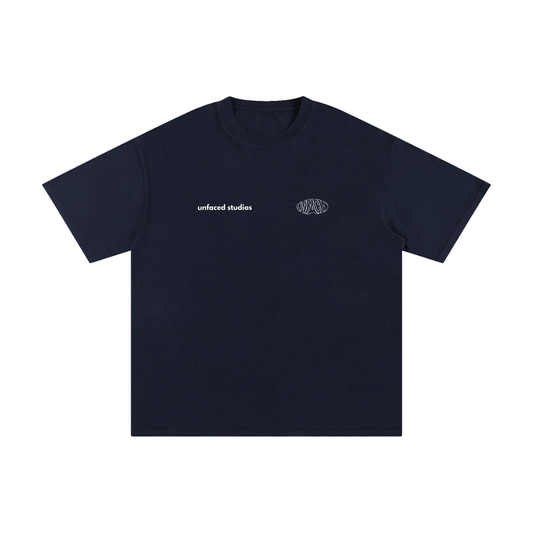 Unfaced Wordmark Tee — Navy