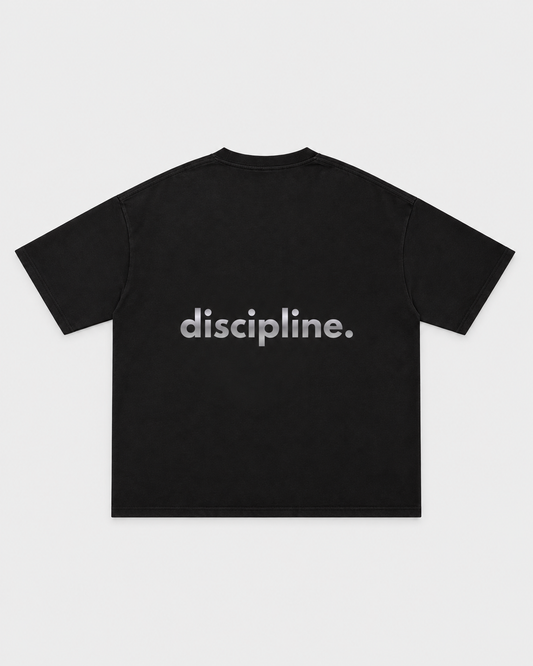 Discipline Tee, back on light grey